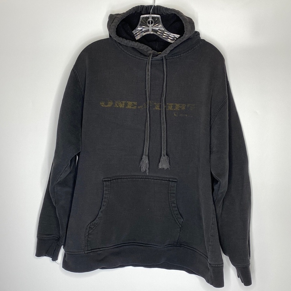 Vintage John Deere One With Dirt Black Hooded Sweatshirt Size Large